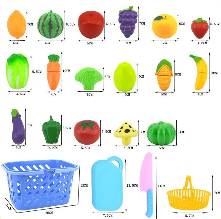 Conjunto de Frutas e Legumes Brinquedo Educativo Infantil