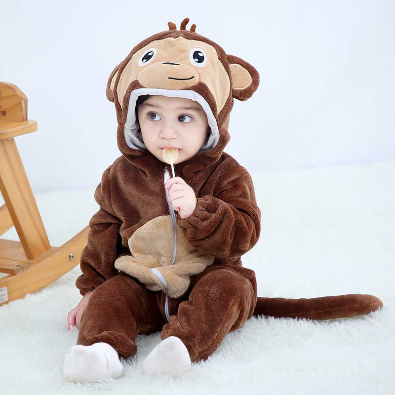 Macacão Inverno Bebê com Capuz Divertido Bichinhos