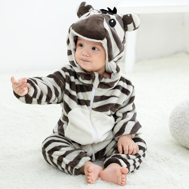 Macacão Inverno Bebê com Capuz Divertido Bichinhos