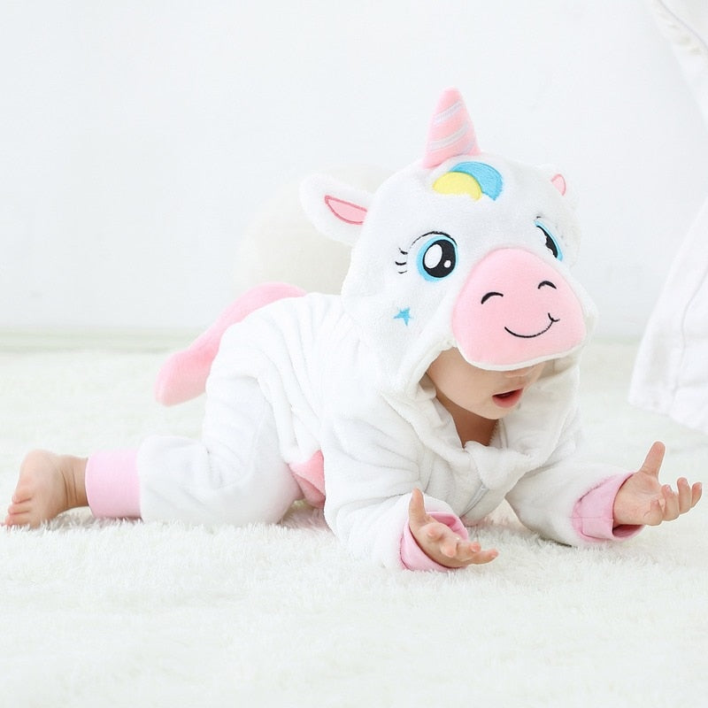 Macacão Inverno Bebê com Capuz Divertido Bichinhos