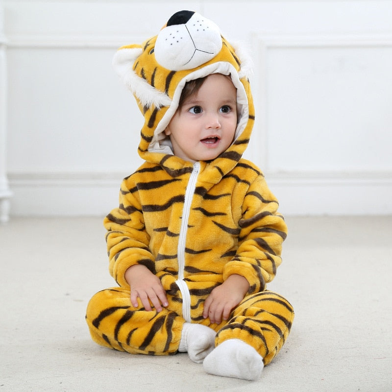Macacão Inverno Bebê com Capuz Divertido Bichinhos